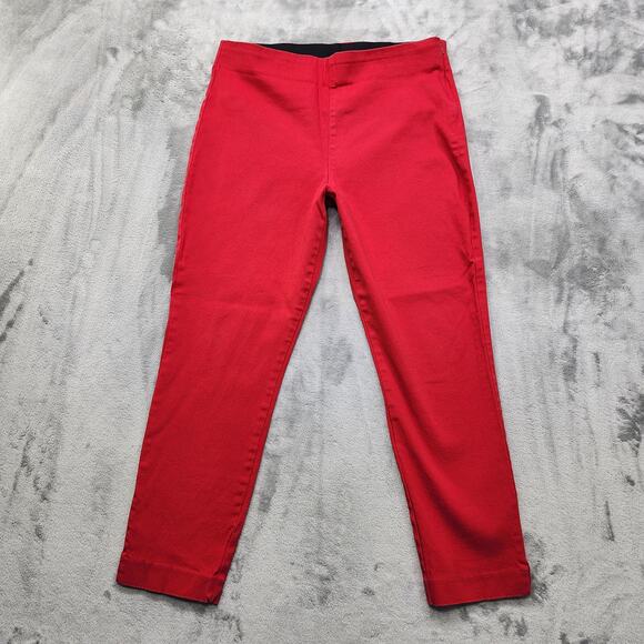 Old Navy Pants Womens 14 Robbie Red Wow High Rise Skinny Ankle Side Zip Stretch - Picture 1 of 13